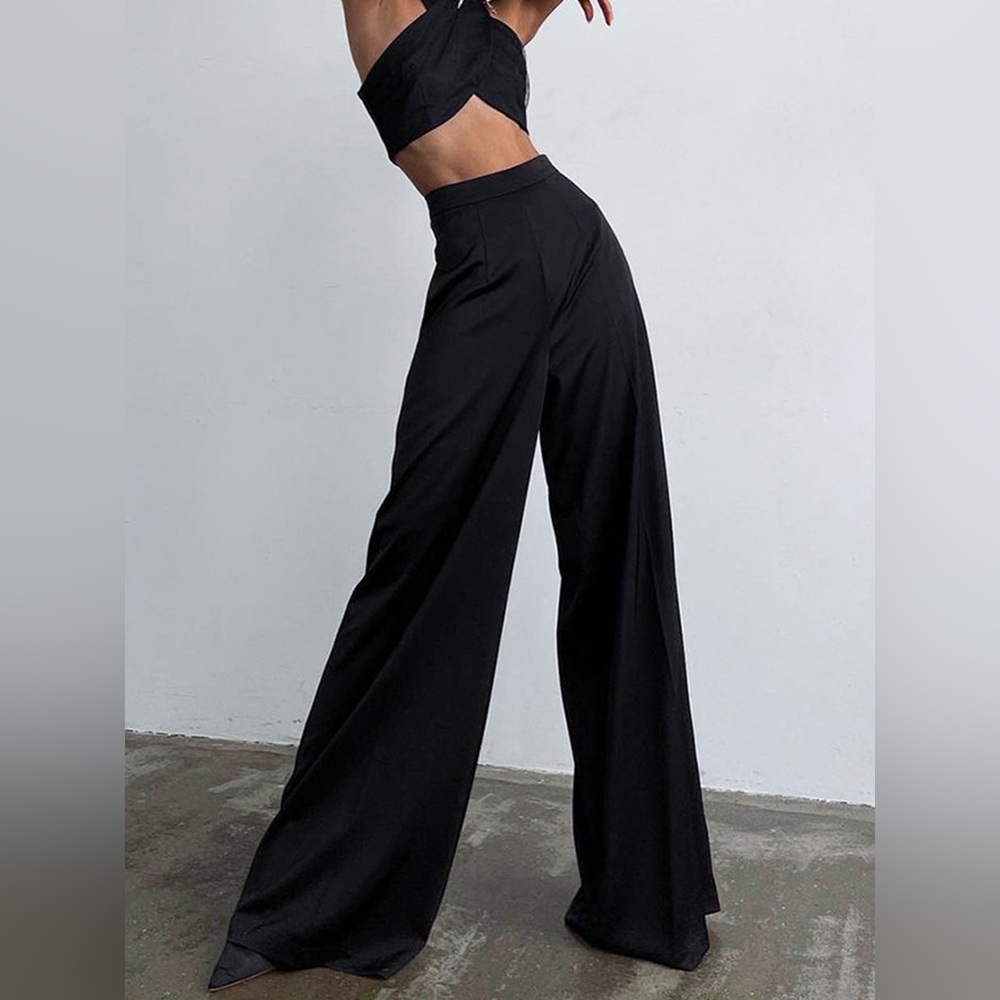 Oversized Satin Wide Leg Dress Pants COMMENSE SIZE S CC6 CC7 - Picture 5 of 7